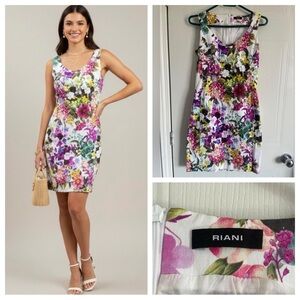 Maximalist Botanical Mini Dress RIANI Designer Euro Summer